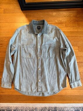 BDG Pale Blue Denim Shirt with Button Front
